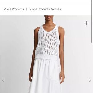 Vince Ivory Crochet Knit Tank
